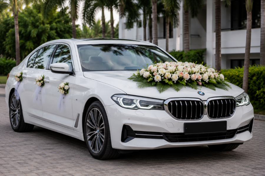 BMW 7 Series White Color Wedding Cars For Rent in Attingal Trivandrum